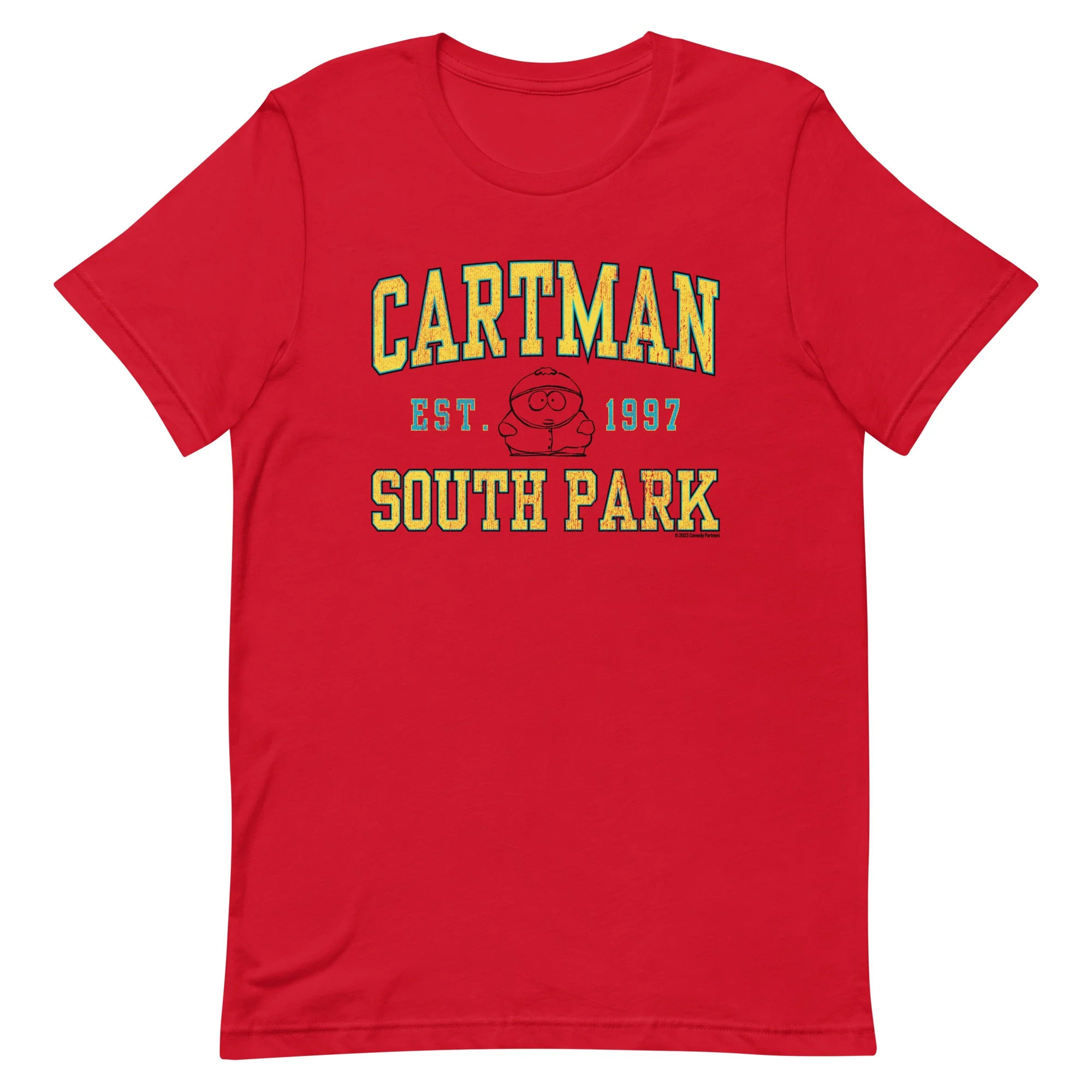 South Park Cartman Collegiate Adult Short Sleeve T-Shirt