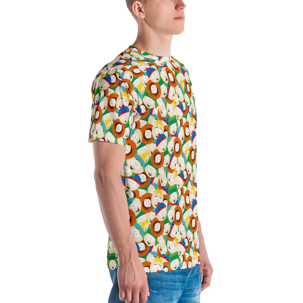 South Park Character Faces Tossed Pattern Adult All-Over Print T-Shirt - Image 4